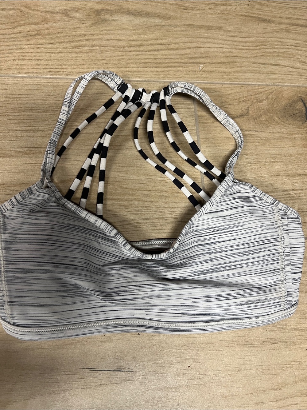 lululemon athletica Gray Striped Strappy Sports Bra